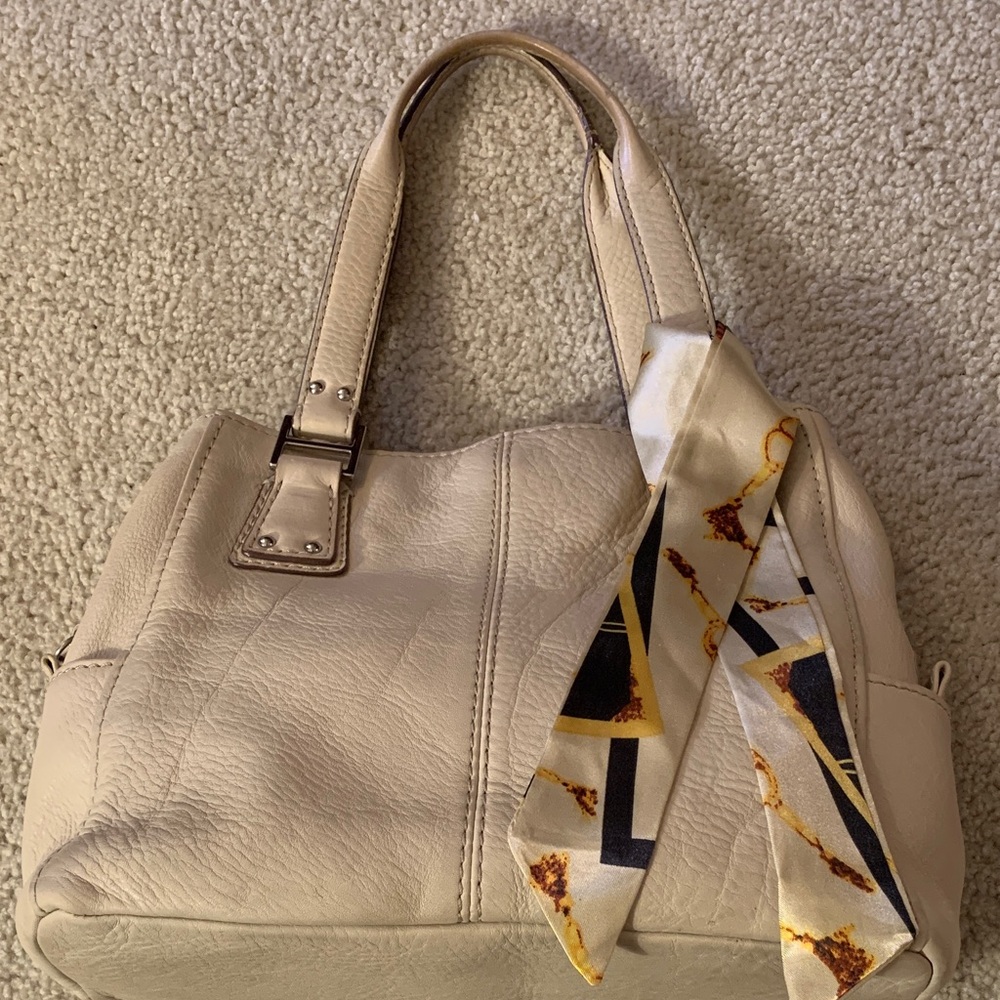 Fossil 1954 Women’s Cream Genuine Leather Satchel Bag No.75082 w/Twilly Accent
